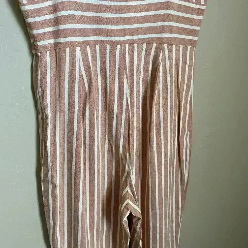 Leith Sleeveless Linen Blend Stripe‎ Jumpsuit XS